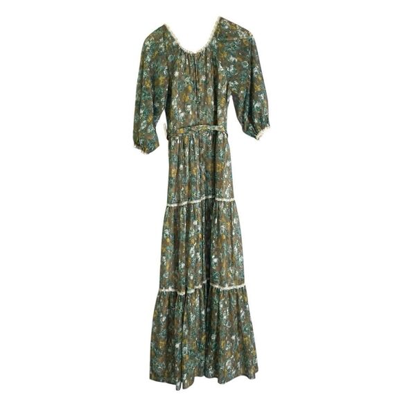 Vintage Kati for Laura Phillips 1970s Maxi Dress Green Blue Floral 12 - Picture 13 of 13